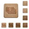 Dollar banknotes wooden buttons - Set of carved wooden Dollar banknotes buttons in 8 variations.