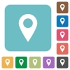 Flat location pin icons on rounded square color backgrounds. - Flat location pin icons