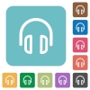 Flat headset icons - Flat headset icons on rounded square color backgrounds.