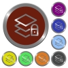 Set of color glossy coin-like locked layers buttons. - Color locked layers buttons