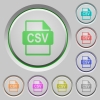 CSV file format push buttons - Set of color CSV file format sunk push buttons.