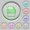 HTML file format push buttons - Set of color HTML file format sunk push buttons.