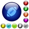 Color rugby ball glass buttons - Set of color rugby ball glass web buttons.