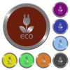 Color eco energy buttons - Set of color glossy coin-like eco energy buttons.