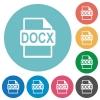 Flat DOCX file format icon set on round color background. - Flat DOCX file format icons