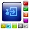 Color user login square buttons - Set of user login color glass rounded square buttons