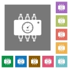 Chip tuning square flat icons - Chip tuning flat icon set on color square background.