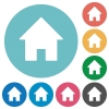 Flat home icons - Flat home icon set on round color background.