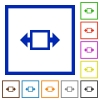 Set of color square framed width tool flat icons - Width tool framed flat icons