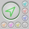 Set of color direction arrow sunk push buttons. - Direction arrow  push buttons