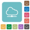 Flat cloud network icons on rounded square color backgrounds. - Flat cloud network icons