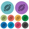 Color rugby ball flat icons - Color rugby ball flat icon set on round background.