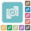 Flat Ruble coins icons - Flat Ruble coins icons on rounded square color backgrounds.