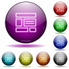 Web layout glass sphere buttons - Set of color web layout glass sphere buttons with shadows.