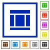 Set of color square framed Three columned web layout flat icons - Three columned web layout framed flat icons