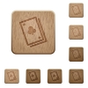 Set of carved wooden card game buttons in 8 variations. - Card game wooden buttons