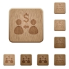 Set of carved wooden Receive Dollar buttons in 8 variations. - Receive Dollar wooden buttons