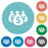 Flat money bags icons - Flat money bags icon set on round color background.