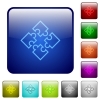 Color puzzles square buttons - Set of puzzles color glass rounded square buttons