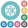 Flat Euro casino chip icons - Flat Euro casino chip icon set on round color background.