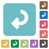 Flat return arrow icons - Flat return arrow icons on rounded square color backgrounds.