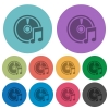 Color audio CD flat icon set on round background. - Color audio CD flat icons