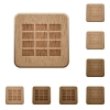 Set of carved wooden spreadsheet buttons in 8 variations. - Spreadsheet wooden buttons