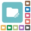 Flat edit folder icons - Flat edit folder icons on rounded square color backgrounds.