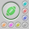 Rugby ball push buttons - Set of color rugby ball sunk push buttons.