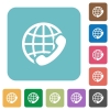 Flat international call icons - Flat international call icons on rounded square color backgrounds.