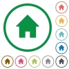 Set of home color round outlined flat icons on white background - Home outlined flat icons