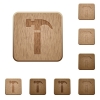 Hammer wooden buttons - Set of carved wooden hammer buttons in 8 variations.