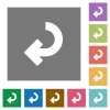 Return arrow square flat icons - Return arrow flat icon set on color square background.