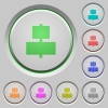 Set of color Align to center sunk push buttons. - Align to center push buttons