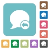 Flat Reply blog comment icons on rounded square color backgrounds. - Flat Reply blog comment icons