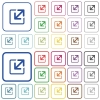 Set of resize window flat rounded square framed color icons on white background. Thin and thick versions included. - Resize window color outlined flat icons