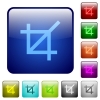 Color crop tool square buttons - Set of crop tool color glass rounded square buttons