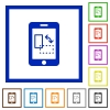 Mobile gyrosensor framed flat icons - Set of color square framed Mobile gyrosensor flat icons