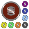 Color database buttons - Set of color glossy coin-like database buttons