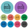 Color LOG file format flat icons - Color LOG file format flat icon set on round background.