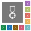 Medal flat icon set on color square background. - Medal square flat icons