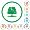 Set of VoIP services color round outlined flat icons on white background - VoIP services outlined flat icons