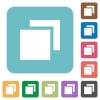 Overlapping elements flat icons - Overlapping elements flat icons on color rounded square backgrounds