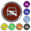Car icons in color glossy coin-like buttons - Car color buttons