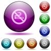 No smoking sign glass sphere buttons - No smoking sign color glass sphere buttons with shadows.