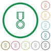 Medal flat color icons in round outlines - Medal flat icons with outlines