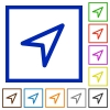 Direction arrow flat color icons in square frames - Direction arrow flat framed icons