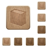 Paper stack icons in carved wooden button styles - Paper stack wooden buttons