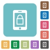 Smartphone lock flat icons - Smartphone lock white flat icons on color rounded square backgrounds