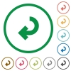 Return arrow flat color icons in round outlines - Return arrow flat icons with outlines